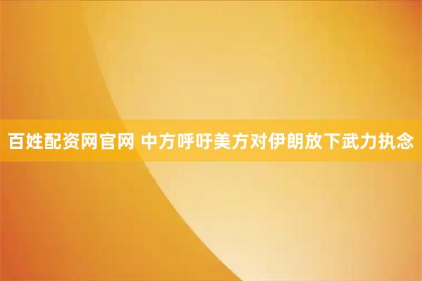 百姓配资网官网 中方呼吁美方对伊朗放下武力执念