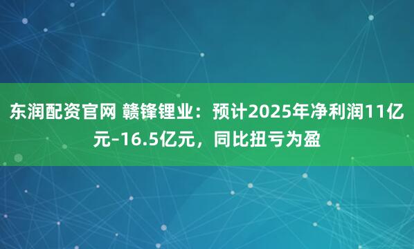东润配资官网 赣锋锂业：预计2025年净利润11亿元–16.5亿元，同比扭亏为盈